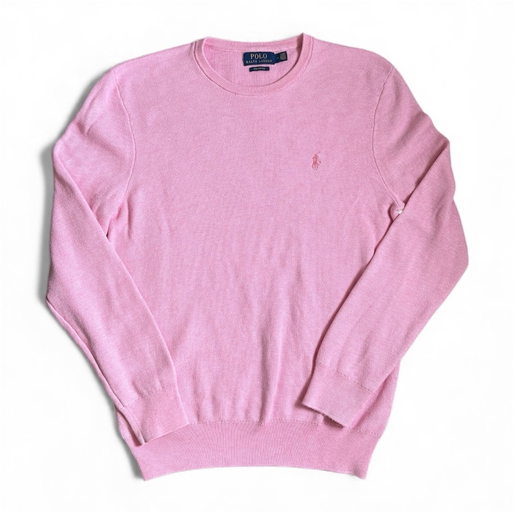 Ralph Lauren Pima Cotton Men's Crewneck Sweater in Pink Medium
